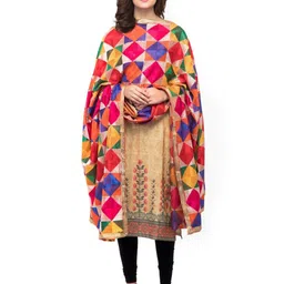 A R SILK DUPATTA HUB Embroidered Dupatta with Phulkari image 5