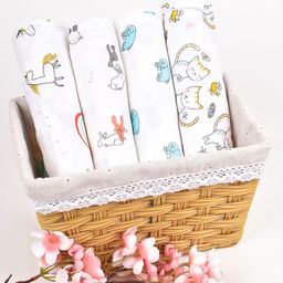 Mom's Home Cotton Soft Baby Muslin Swaddle Multi Print Pack of 4 - Multicolor-picture-1