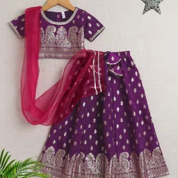 The Magic Wand Girls Embellished Sequinned Ready to Wear Lehenga & Blouse With Dupatta image 1