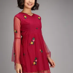 VANGULL Embroidered Net Fit & Flare Dress image 2