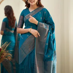 Snofi Creation Woven Design Zari Art Silk Handloom Kanjeevaram Saree image 2