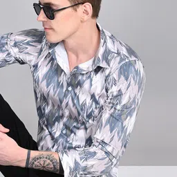 BLVNK Printed Spread Collar Cotton Shirt image 4