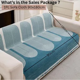 HOMETHREADS Multicoloured & Blue Printed 1 Piece Sofa Cover image 2