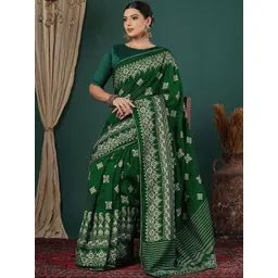 HERE&NOW Ethnic Motifs Embroidered Silk Blend Heavy Work Saree image 3