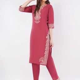 Xelov Women Ethnic Motifs Embroidered Silk Kurta with Trousers & Dupatta image 4