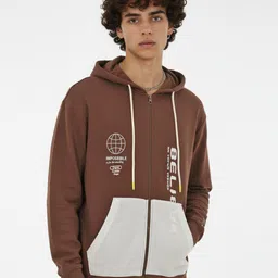 glitchez Typography Printed Terry Relaxed Front-Open Sweatshirt-image-12