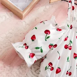 YK Polka Dot Print Puff Sleeve Fit & Flare Dress image 3