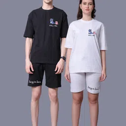 Lazy Lush Pack Of 2 Printed Pure Cotton T-shirt With Shorts Co-Ords image 3