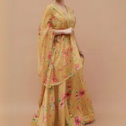 Melange by Lifestyle Floral Printed Ready to Wear Lehenga & Blouse With Dupatta image 3