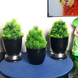 FOLIYAJ Green 3 Pieces Artificial Plant With Pot-picture-21