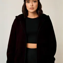Mast & Harbour Women Fleece Lightweight Open Front Jacket-picture-18