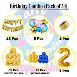 Shopperskart Peppa Pig Theme Second Birthday Balloons Decoration Combo Kit  Multicolor - Pack of 50 image 2