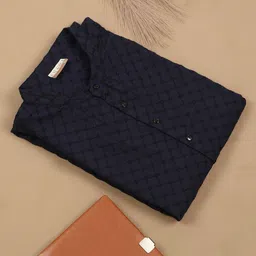 FILORI STUDIO Woven Design Mandarin Collar Cotton Kurta image 5