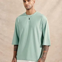 WROGN Pure Cotton Extended Sleeves Round Neck Oversized T-shirt-picture-19