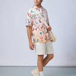 The Souled Store Original Mahjong Tiles Oversized Conversational Printed Pure Cotton Shirt image 3
