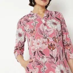 max Floral Printed Mandarin Collar Straight Kurta image 2