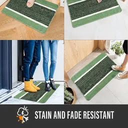 Kuber Industries Gold Toned & Blue 3 Pieces Striped Anti-Skid Microfiber Doormats image 5