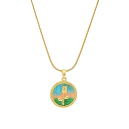 Ruby Raang Gold Plated Crystals Necklace Pendant With Chain image 3