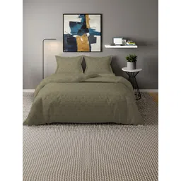 BELVOSTUM Olive Green Geometric Bedsheet with 2 Pillow Covers-picture-38