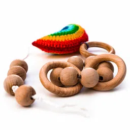 Rocking Potato Montessori Baby Rattle cum Teether Set of 2 - Multicolor image 3