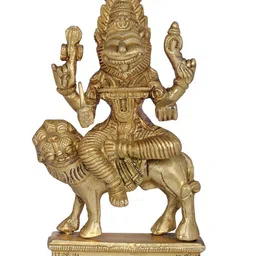 Exotic India Gold Toned Atharvana Bhadrakali Brass Idol Showpiece-picture-35