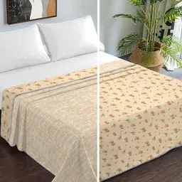 Klotthe Yellow Pure Cotton Floral Printed Double Bed Dohar-picture-24