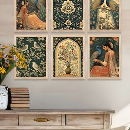 WALLLANE Brown & Orange 6 Pieces Wood Abstract Wall Paintings-picture-36