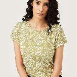 max Women Abstract Printed Round Neck Cotton T-Shirt image 1