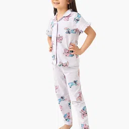 Juniors by Babyshop Girls Disney Stitch & Angel Printed Cotton Shirt & Pyjama Night Suit-image-10