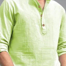 KNOWTED Mandarin Collar Roll-Up Sleeves Straight Short Kurta image 2