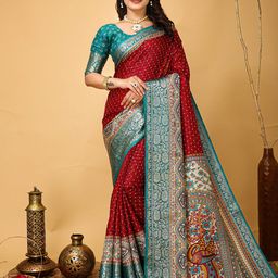 HI FI NX Bandhani Zari Silk Cotton Banarasi Saree-picture-24