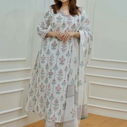 Moda Rapido Floral Printed V-Neck Straight Kurta With Trouser And Dupatta-picture-39