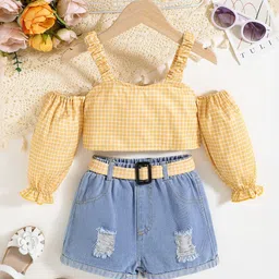 INCLUD Girls Checked Top with Shorts-picture-40