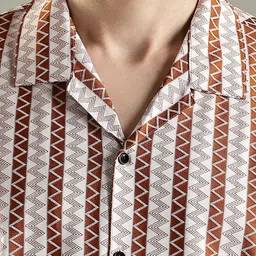 SWADESI STUFF Men Comfort Fit Geometric Printed Cuban Collar Casual Shirt image 3