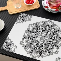 Aura 6Pcs White & Black Printed Table Placemats image 2
