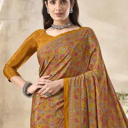 Anouk Rustic Floral Poly Crepe Bagru Saree image 5