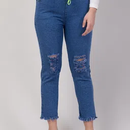 COUTUME COLLECTIONS Women Straight Fit Mid-Rise Highly Distressed Stretchable Jeans-picture-36