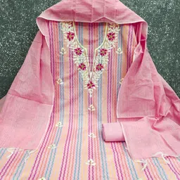 Panzora Embroidered Viscose Rayon Unstitched Dress Material image 3