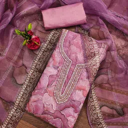 Rangtulika Ethnics Motifs Embellished Organza Unstitched Dress Material-picture-26