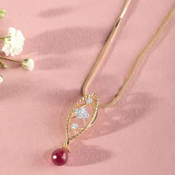 Mia by Tanishq Women 14KT Yellow Gold Ruby & Diamond Pendant - 1.3 g-picture-29