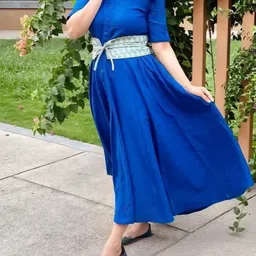 Darzigiri Fit & Flare Midi Cotton Dress With Belt image 2