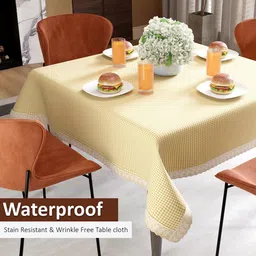 Aura Brown & Yellow Printed 4-Seater Square Table Cover image 4