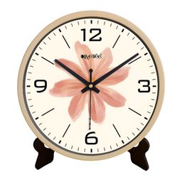 OLIVE TREE Peach-Coloured & Black Printed Contemporary Round Shaped Analogue Table Clock-picture-6