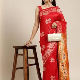 KALINI Red Silk Blend Woven Design Sarees-picture-10