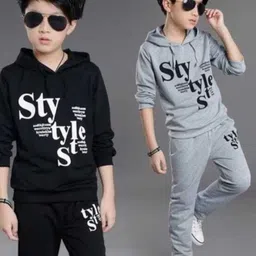 Rotaqo Boys 2 Printed Hooded Monochrome Applique T-shirt-picture-23