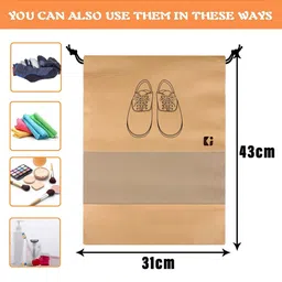Kuber Industries Blue and Beige 8 Pieces Printed Shoe Cover Bags image 5