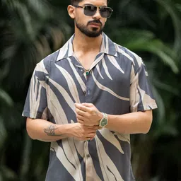 Urban Scissors Men Comfort Fit Abstract Printed Cuban Collar Casual Shirt-picture-23