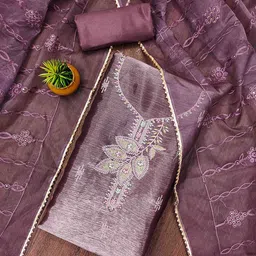 KALINI Embroidered Silk Chiffon Unstitched Dress Material-image-0