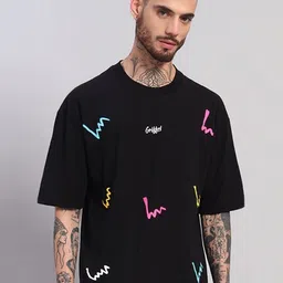 GRIFFEL Men Graphic Printed Round Neck Cotton Oversized T-shirt-picture-24