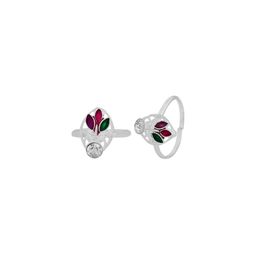 Missmister Silver Plated Flower Petals Shaped Meenakari Toering-picture-48